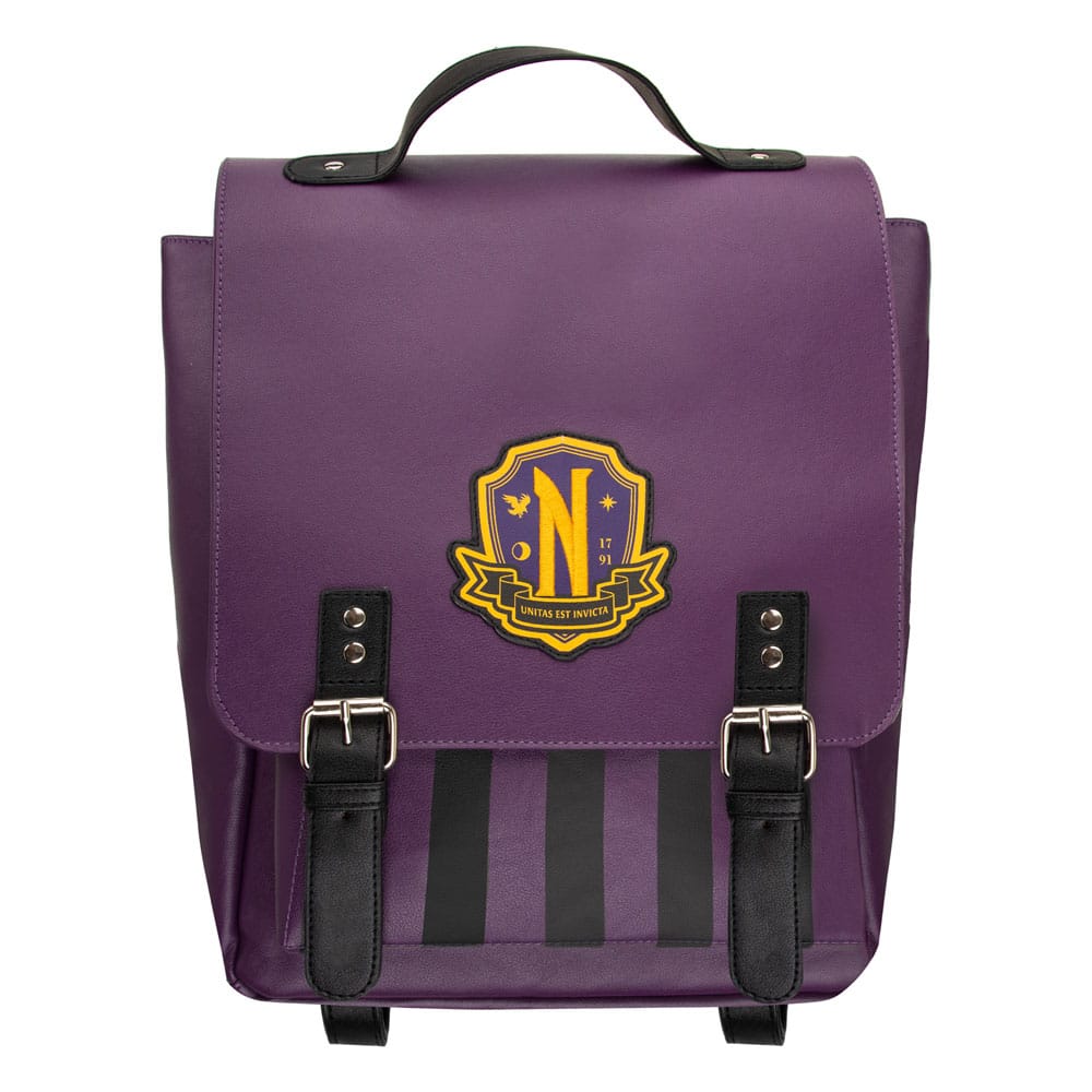 Mysteriöser Nevermore Rucksack in Violett für Wednesday-Fans