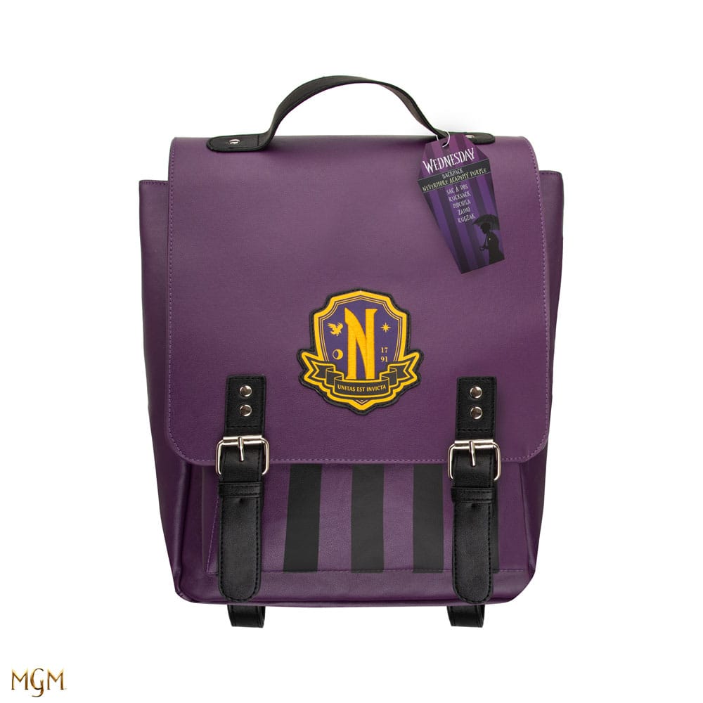 Mysteriöser Nevermore Rucksack in Violett für Wednesday-Fans