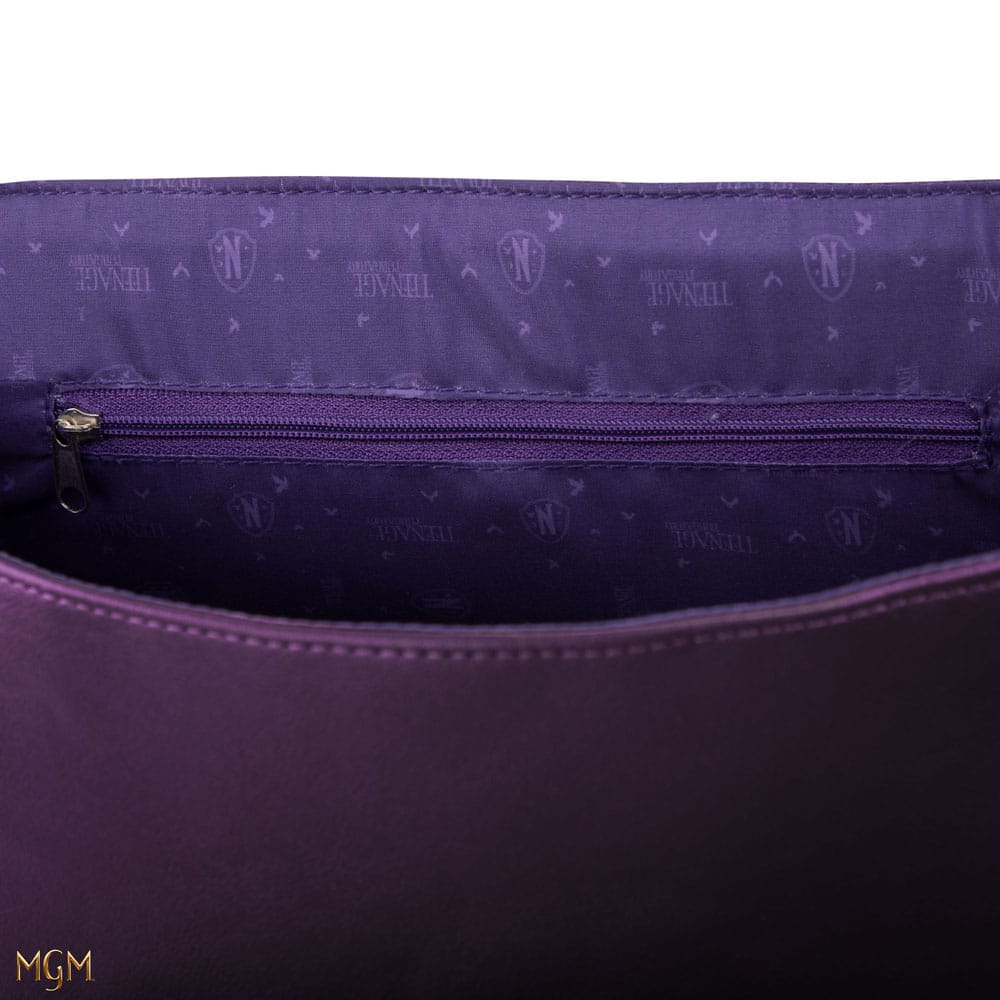 Mysteriöser Nevermore Rucksack in Violett für Wednesday-Fans