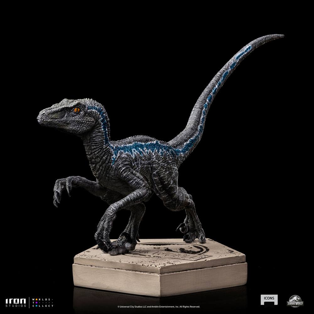 Velociraptor Blue Statue - Chic dinosaur safari for your home