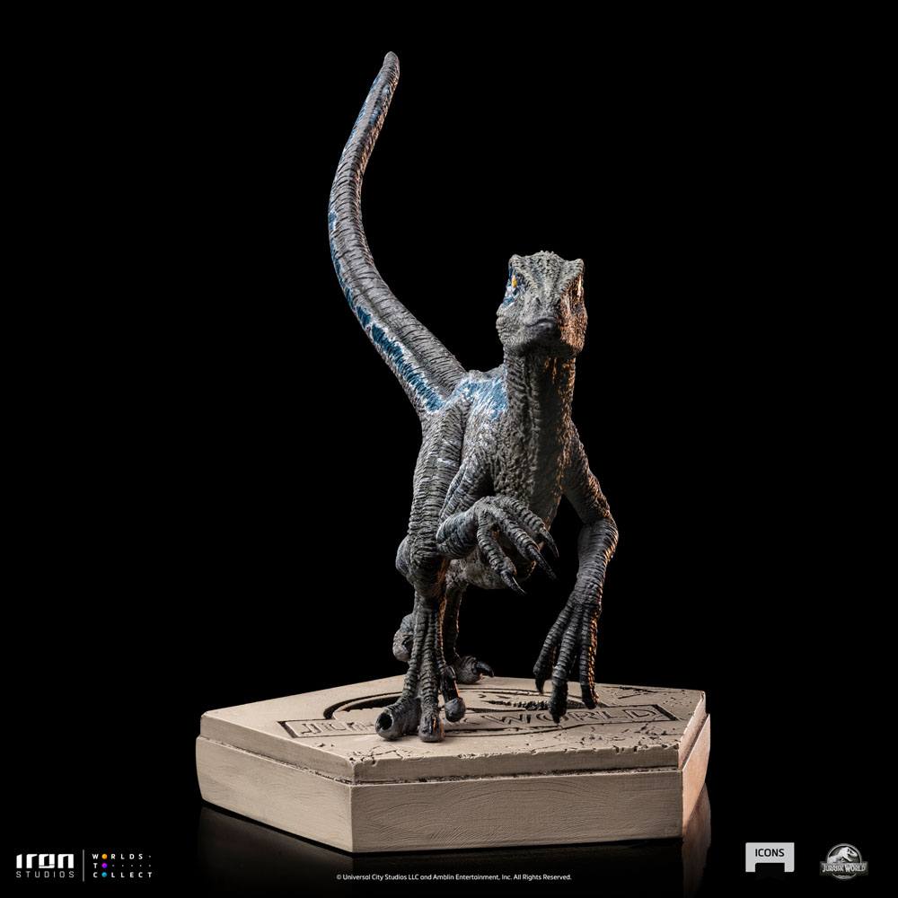Velociraptor Blue Statue - Chic dinosaur safari for your home