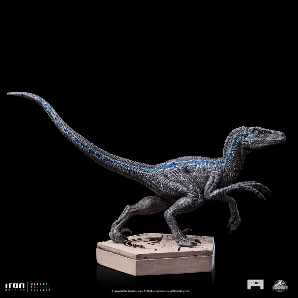 Velociraptor Blue Statue - Chic dinosaur safari for your home