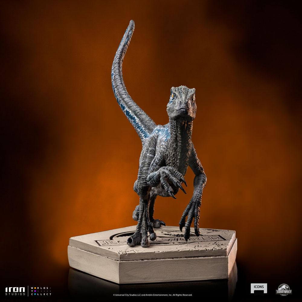 Velociraptor Blue Statue - Chic dinosaur safari for your home