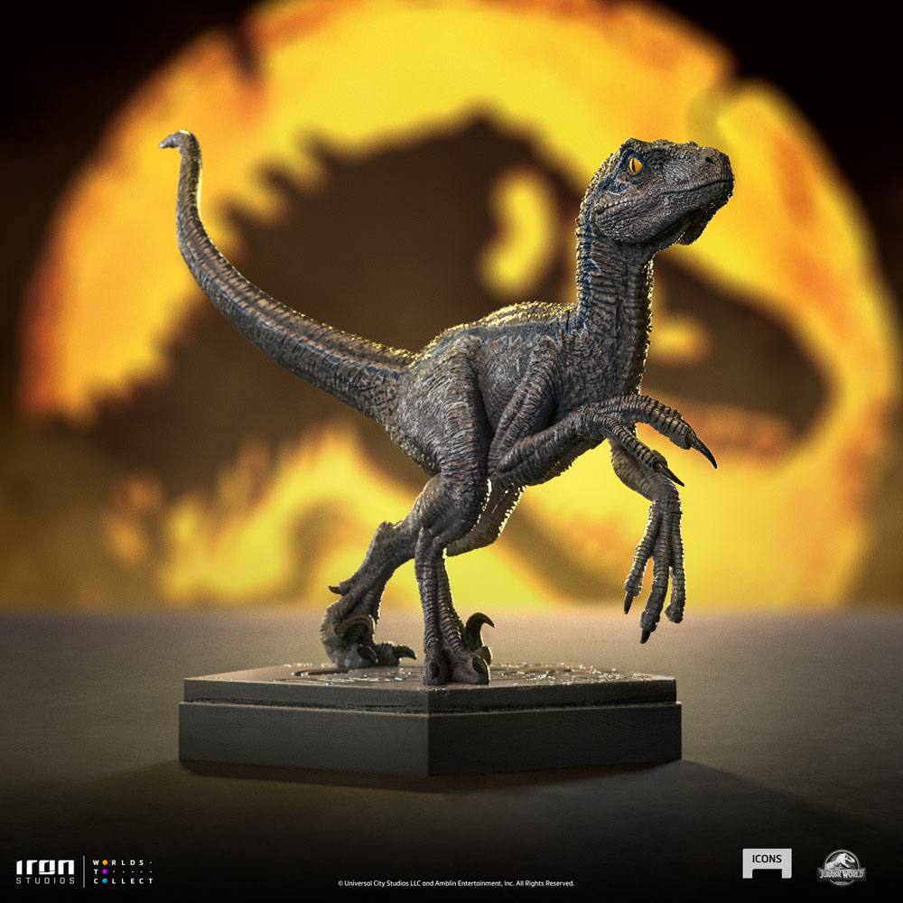 Velociraptor Blue Statue - Chic dinosaur safari for your home