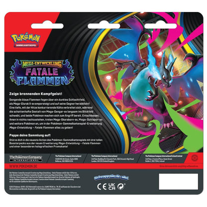 Fatale Flammen 3-Pack-Blister – Pokémon Mega-Entwicklung TCG (Deutsch)