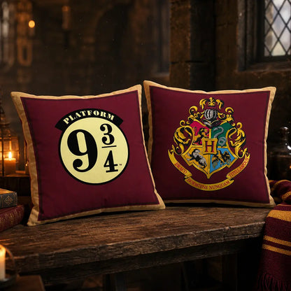 Harry Potter Plush Pillow – Platform 9¾ & Hogwarts Crest