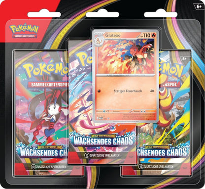 Wachsendes Chaos 3-Boosterpack-Blister Glutexo – Pokémon Mega-Entwicklung TCG (DE)