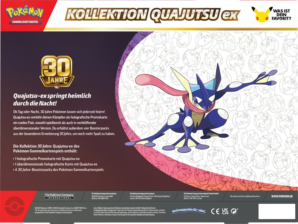 Kollektion Pokémon TCG 30 Jahre – Quajutsu-ex Jubiläums-Kollektion (Deutsch)