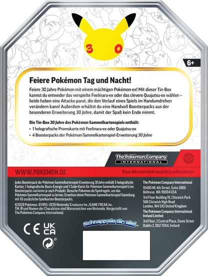 Tin-Box Pokémon TCG 30 Jahre – Feelinara-ex Tag Jubiläums-Tin (Deutsch)
