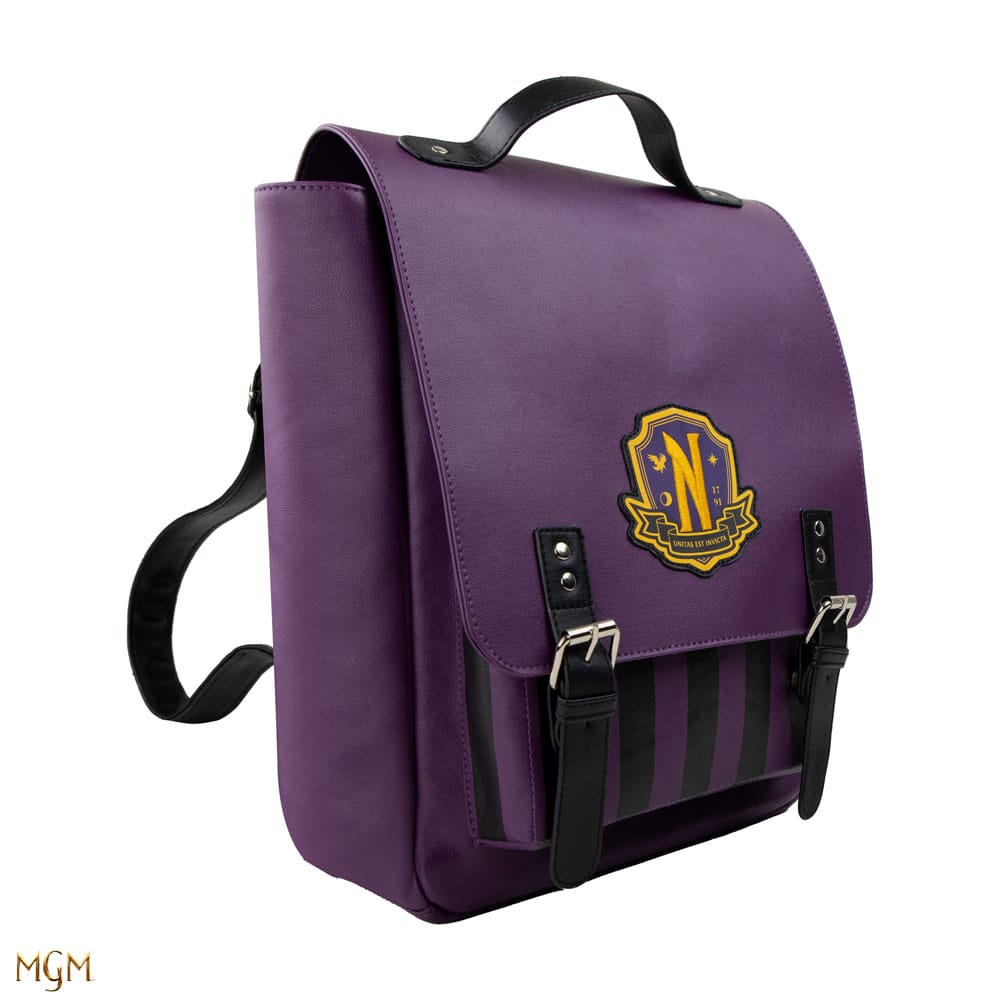 Mysteriöser Nevermore Rucksack in Violett für Wednesday-Fans